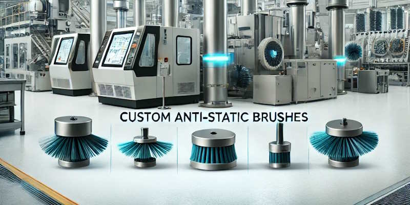 Anti-static brush in action in an industrial setting
