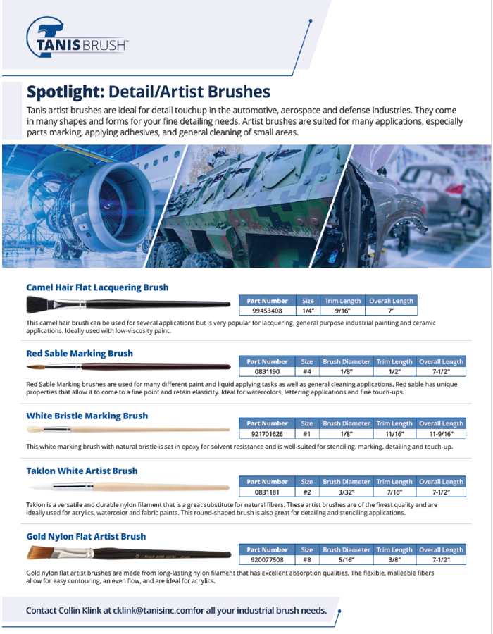 Artist Brush Sell Sheet